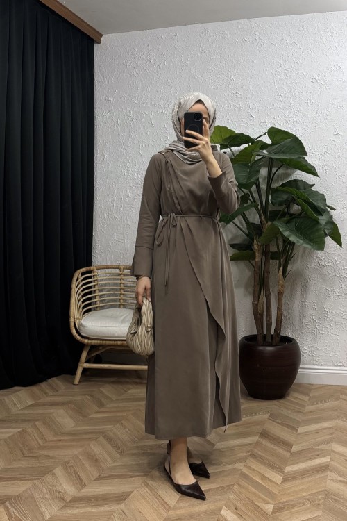 Lola Toka Detaylı Elbise Vizon