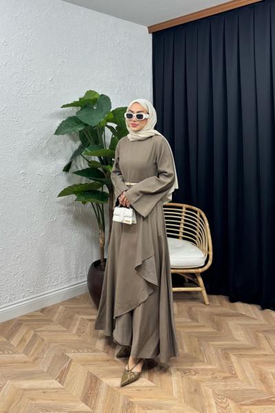 Loris Fırfır Detaylı Elbise Vizon