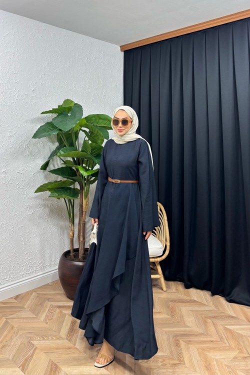 Loris Fırfır Detaylı Elbise Lacivert