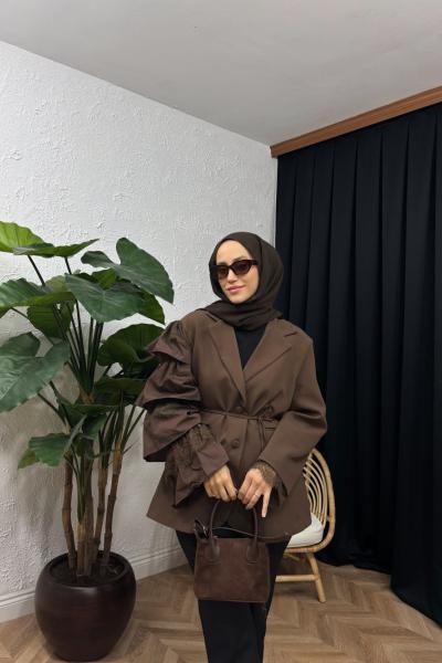 Louie Kol Dantelli Double Ceket Kahverengi