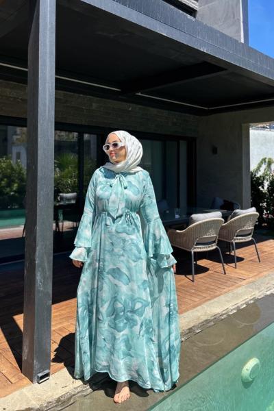 Lunaria Volanlı Elbise Mint Yeşili