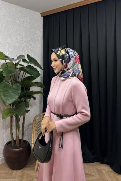 Lune Puf Scuba  Elbise Pembe