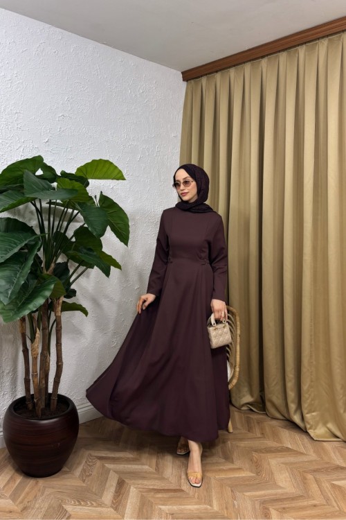 Majy Tokalı Elbise Mürdüm