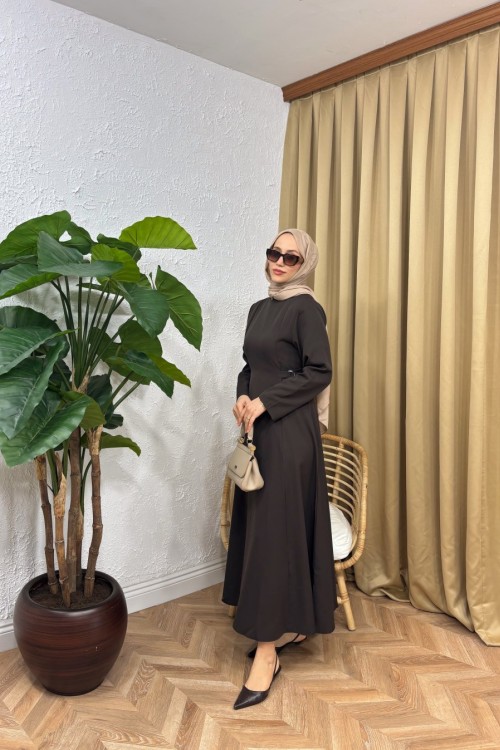 Majy Tokalı Elbise Kahverengi