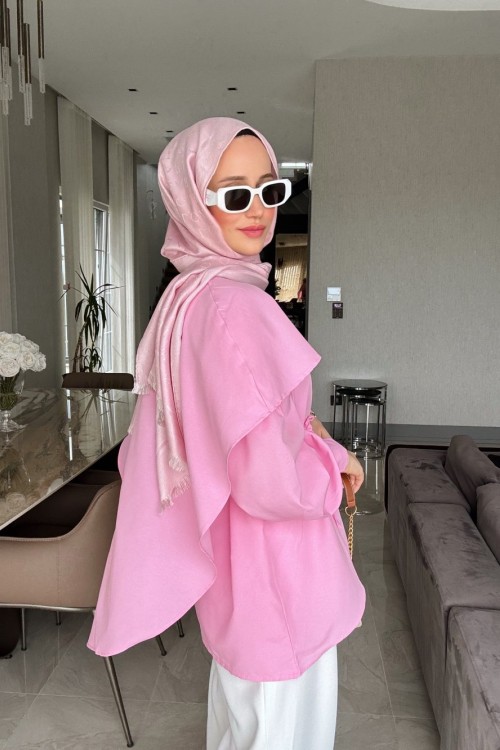 Mara Pelerinli Gömlek Pembe
