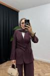 Mariam Cupra Ceket Takım  Mürdüm
