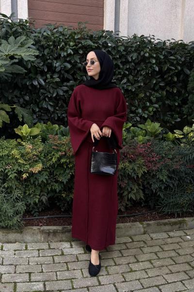 Mery İplik Elbise Bordo