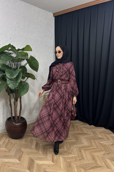 Miranda Kemerli Elbise Bordo