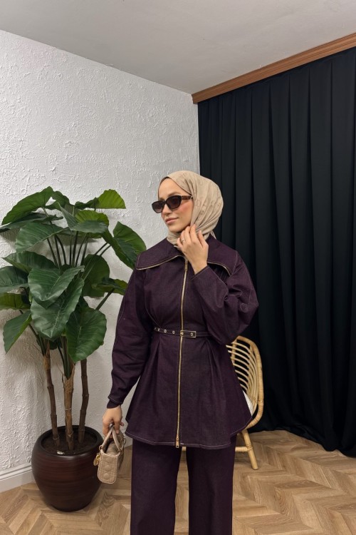 Miray Kemerli Kot Takım  Mürdüm