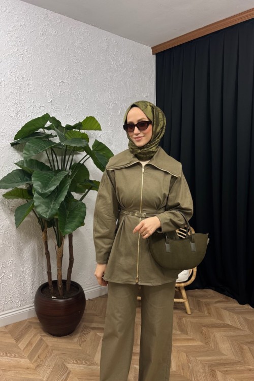 Miray Kemerli Kot Takım Haki