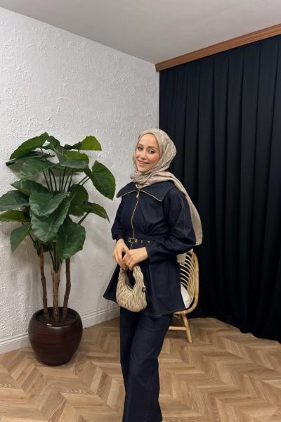 Miray Kemerli Kot Takım Lacivert