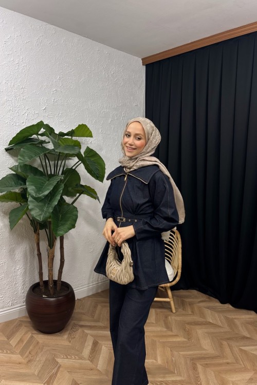 Miray Kemerli Kot Takım Lacivert