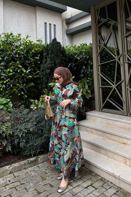 Mireya Çiçekli Elbise Yeşil