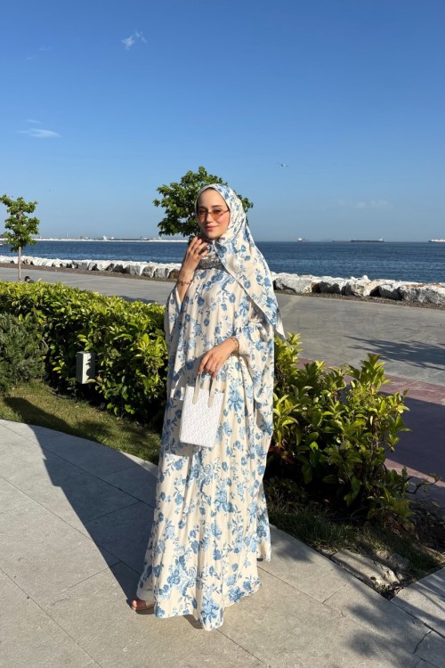 Moria İkili Kaftan Takım Mavi
