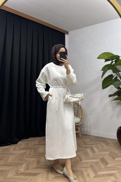 Move Pamuklu Elbise Beyaz