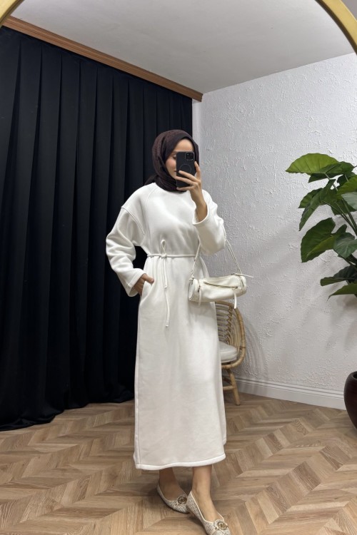 Move Pamuklu Elbise Beyaz