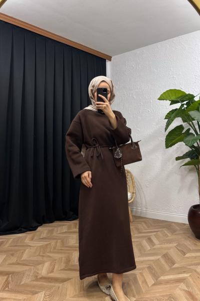 Move Pamuklu Elbise Kahverengi