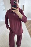 Nervür Detaylı Oyşo Takım Bordo