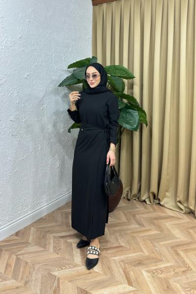 Nessa Bağlamalı Elbise Siyah