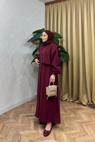 Niana Yelekli Elbise Bordo