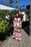 Odella Pat Fırfırlı Desenli Elbise Bordo