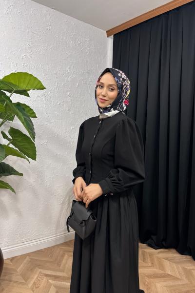 Ontra Etekli Elbise Siyah