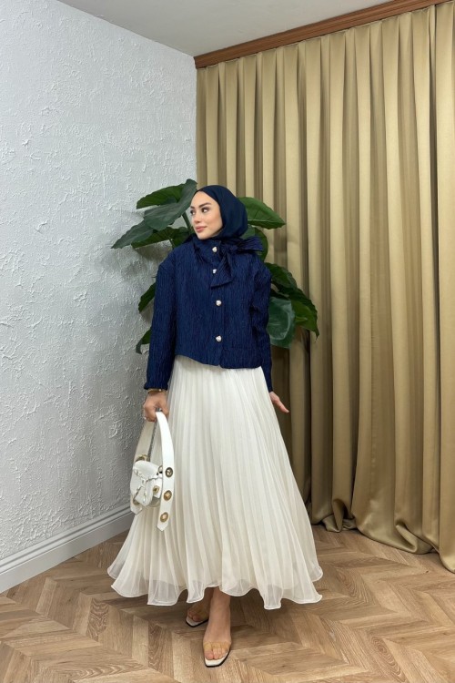 Ornella Jakar Ceket Lacivert