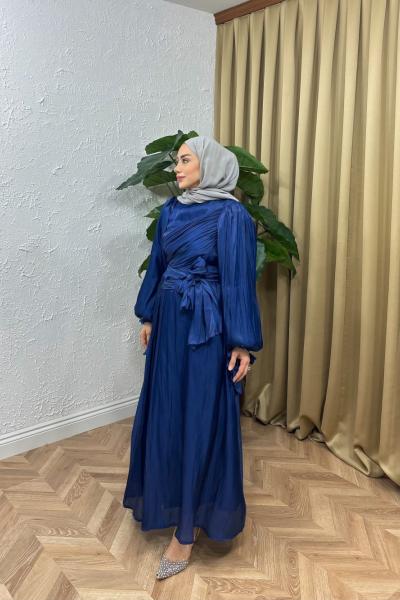 Parla Jakar Saten Elbise Lacivert