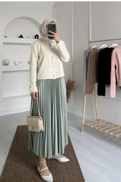 Piliseli Etek Mint Yeşili