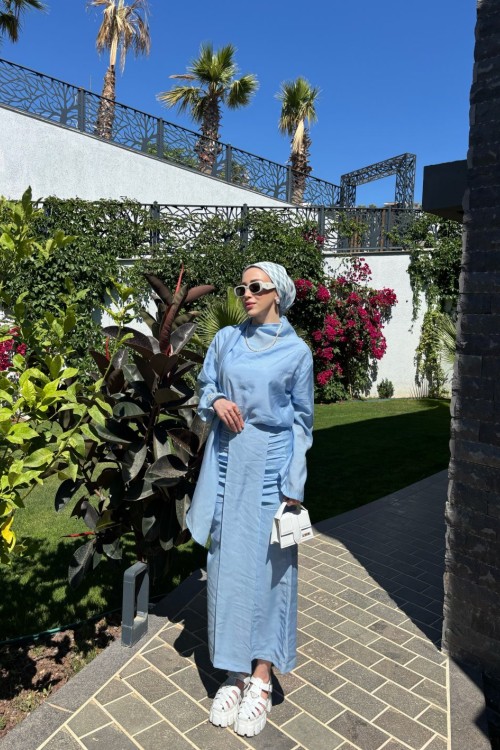 Polyanna Etekli Takım Bebe Mavisi