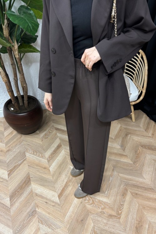 Premium Plazzo Pantolon Kahverengi