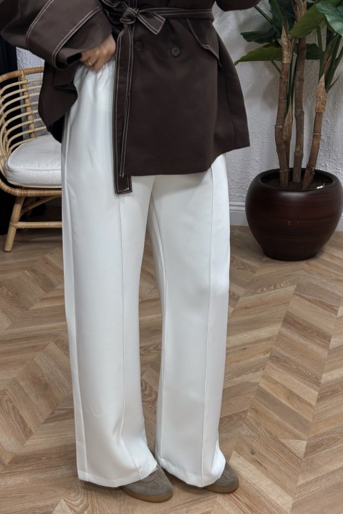 Premium Plazzo Pantolon Beyaz