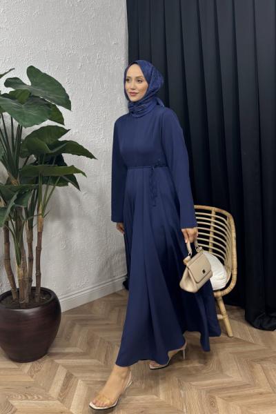 Prenses Pamuklu Elbise Lacivert