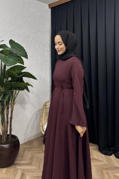 Prenses Pamuklu Elbise Bordo