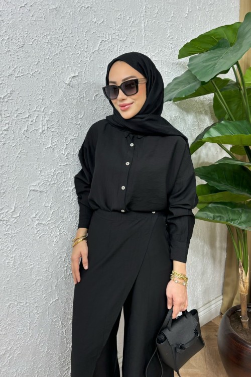 Qurase Pelerin Takım Siyah