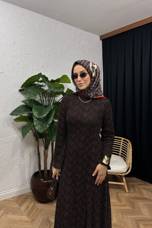 RAB Dantelli Elbise Acı Kahve