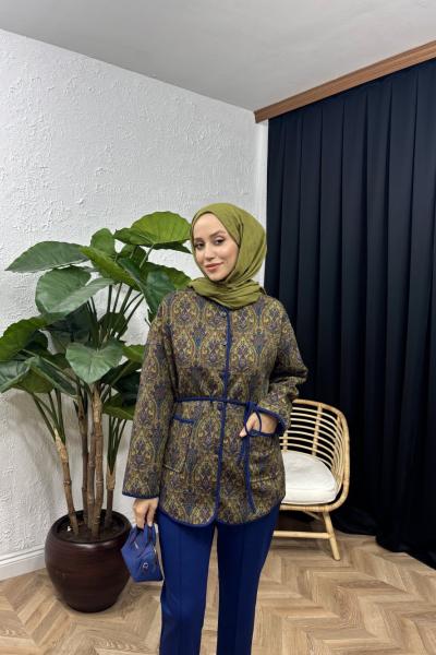 Reyka Etnik Desen Pantolon Takım Yeşil