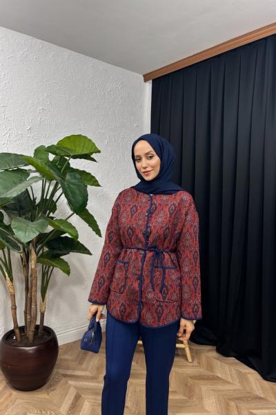 Reyka Etnik Desen Pantolon Takım Bordo