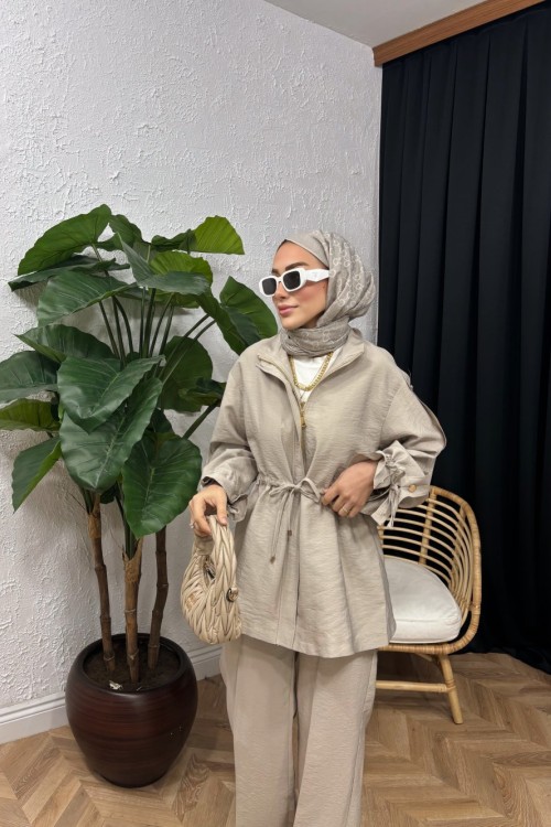 Riva Pantolon Takım Ekru