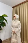 Sahra 3’lü Abaya Bej
