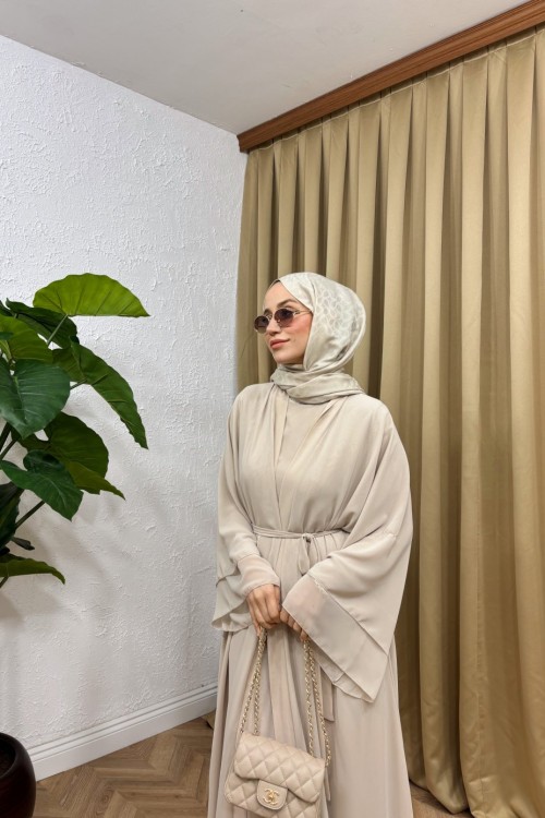 Sahra 3’lü Abaya Bej