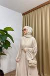 Sahra 3’lü Abaya Bej