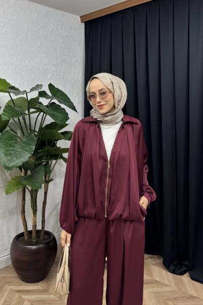Şalvar Ceket Takım Bordo