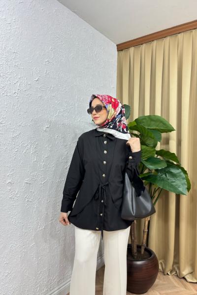 Sayy Önden Bağlamalı Gömlek Siyah