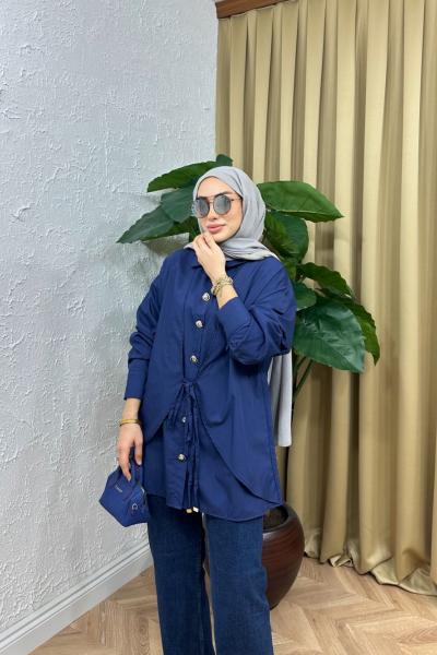 Sayy Önden Bağlamalı Gömlek Lacivert