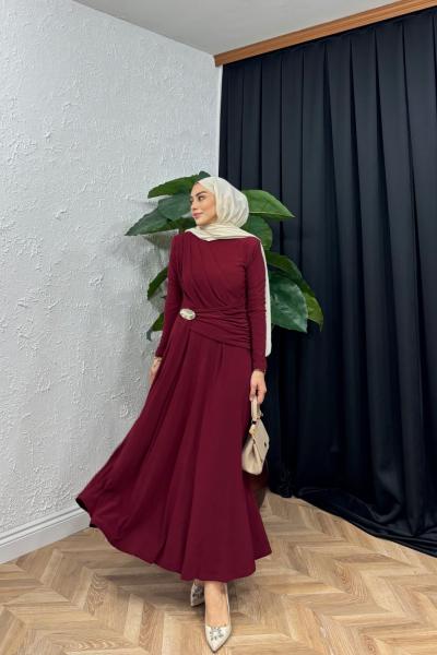 Sendly Buzy Elbise Bordo