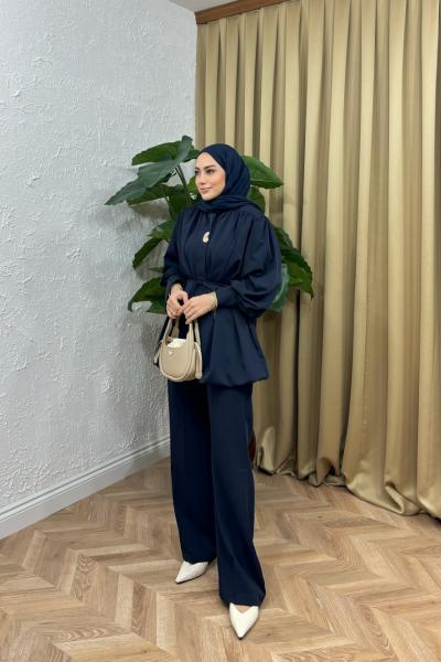 Sendy Balon Gömlek Takım Lacivert