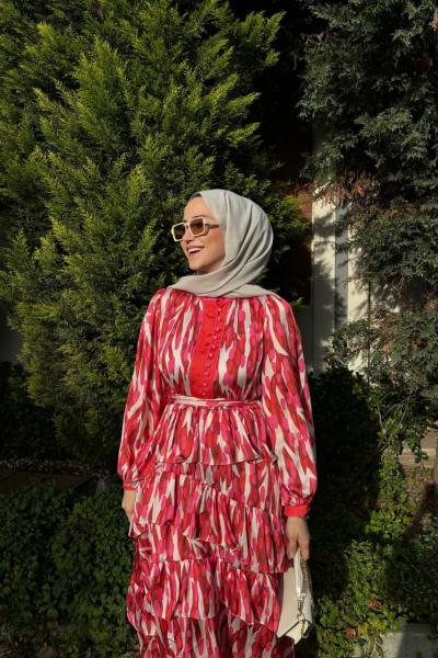 Side Katkat Elbise  Pembe