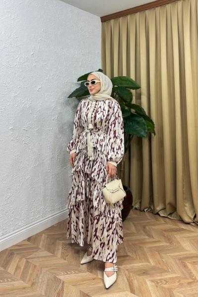 Side Katkat Elbise Bordo