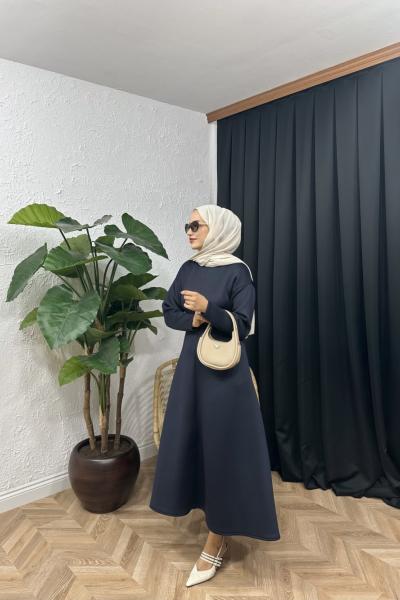 Silho Scuba Elbise Lacivert